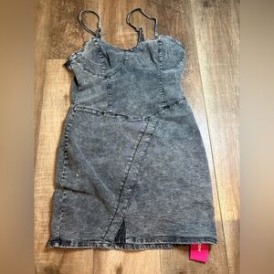 SHEIN Charcoal Denim Tube Dress